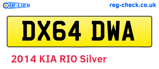 DX64DWA are the vehicle registration plates.
