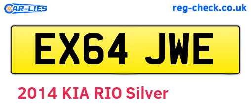 EX64JWE are the vehicle registration plates.