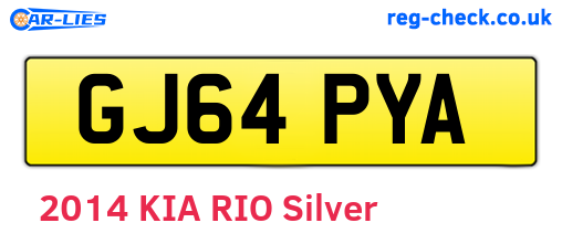 GJ64PYA are the vehicle registration plates.