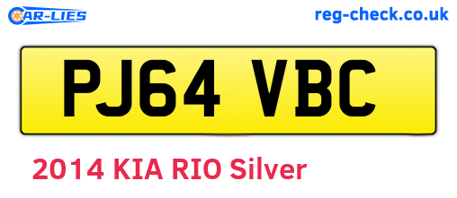 PJ64VBC are the vehicle registration plates.