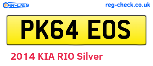PK64EOS are the vehicle registration plates.