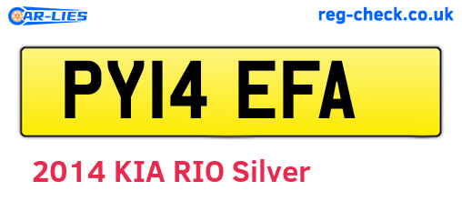 PY14EFA are the vehicle registration plates.