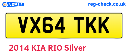 VX64TKK are the vehicle registration plates.