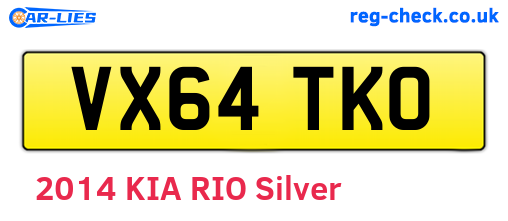 VX64TKO are the vehicle registration plates.