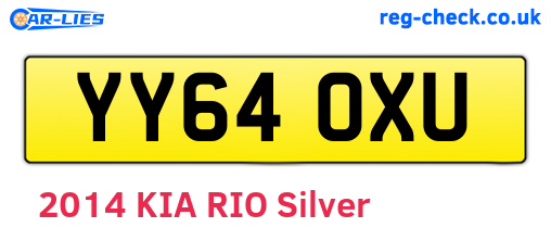 YY64OXU are the vehicle registration plates.