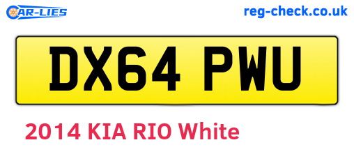 DX64PWU are the vehicle registration plates.