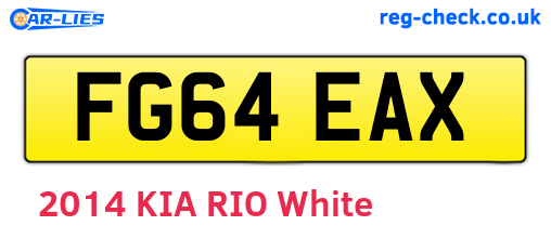 FG64EAX are the vehicle registration plates.