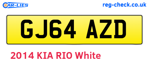 GJ64AZD are the vehicle registration plates.