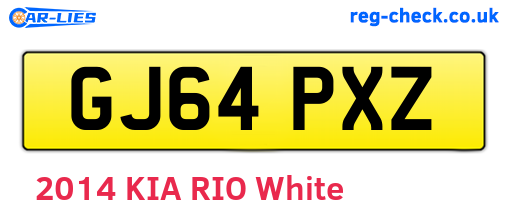 GJ64PXZ are the vehicle registration plates.