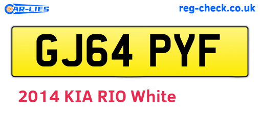 GJ64PYF are the vehicle registration plates.