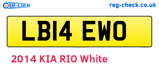 LB14EWO are the vehicle registration plates.