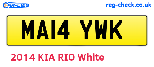 MA14YWK are the vehicle registration plates.