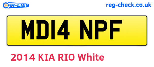 MD14NPF are the vehicle registration plates.