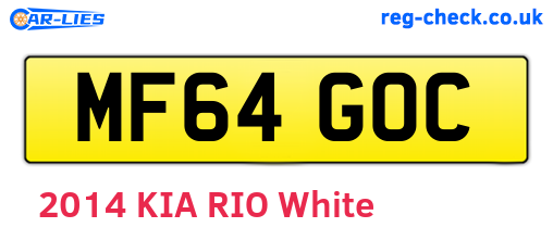 MF64GOC are the vehicle registration plates.