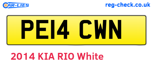 PE14CWN are the vehicle registration plates.