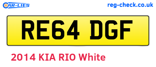 RE64DGF are the vehicle registration plates.