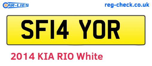 SF14YOR are the vehicle registration plates.
