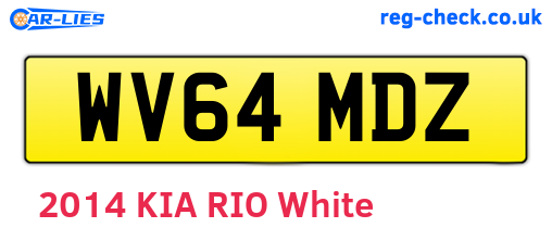 WV64MDZ are the vehicle registration plates.