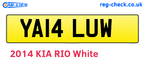 YA14LUW are the vehicle registration plates.