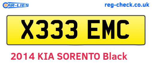 X333EMC are the vehicle registration plates.
