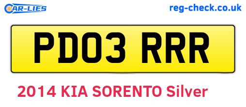 PD03RRR are the vehicle registration plates.