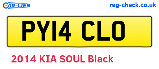 PY14CLO are the vehicle registration plates.