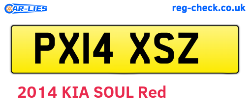 PX14XSZ are the vehicle registration plates.