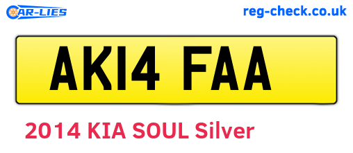 AK14FAA are the vehicle registration plates.