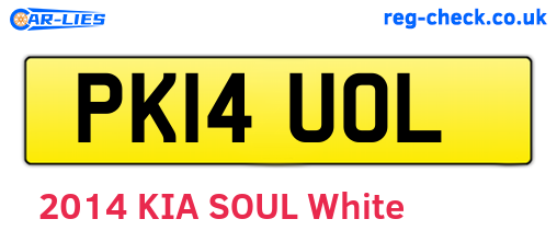 PK14UOL are the vehicle registration plates.