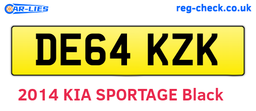 DE64KZK are the vehicle registration plates.