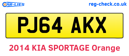 PJ64AKX are the vehicle registration plates.
