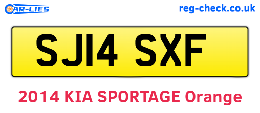 SJ14SXF are the vehicle registration plates.