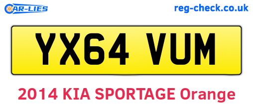 YX64VUM are the vehicle registration plates.