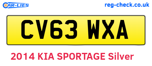 CV63WXA are the vehicle registration plates.