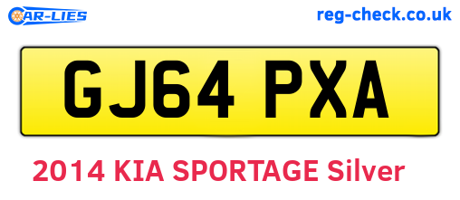 GJ64PXA are the vehicle registration plates.