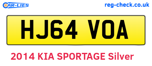 HJ64VOA are the vehicle registration plates.