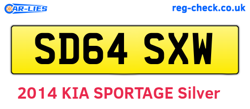 SD64SXW are the vehicle registration plates.