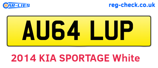 AU64LUP are the vehicle registration plates.