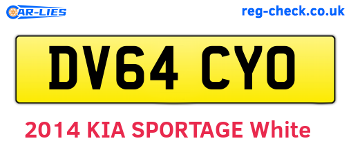 DV64CYO are the vehicle registration plates.