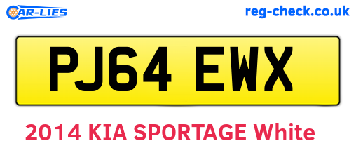 PJ64EWX are the vehicle registration plates.