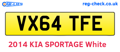 VX64TFE are the vehicle registration plates.