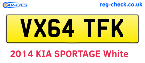 VX64TFK are the vehicle registration plates.