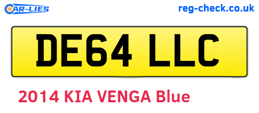 DE64LLC are the vehicle registration plates.