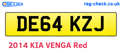 DE64KZJ are the vehicle registration plates.