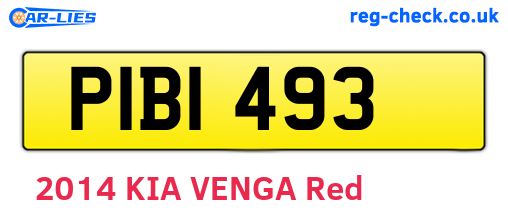 PIB1493 are the vehicle registration plates.