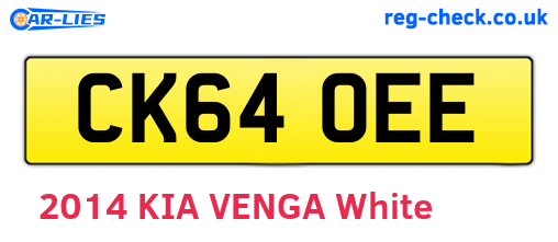 CK64OEE are the vehicle registration plates.