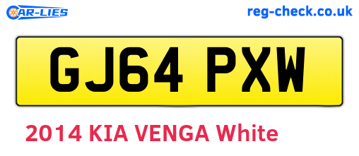 GJ64PXW are the vehicle registration plates.