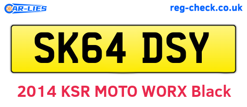 SK64DSY are the vehicle registration plates.