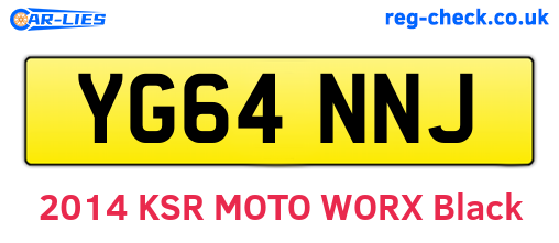 YG64NNJ are the vehicle registration plates.