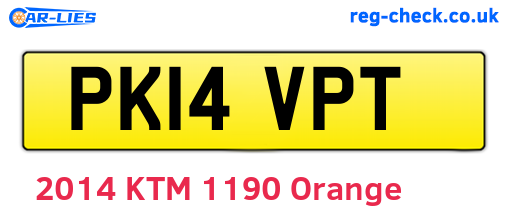 PK14VPT are the vehicle registration plates.